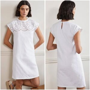 NWT Boden Cutwork Jersey Tshirt Dress White 8R